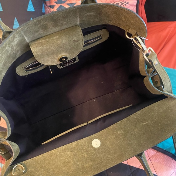 Claudia Firenze Olive Suede Satchel - Picture 5 of 7